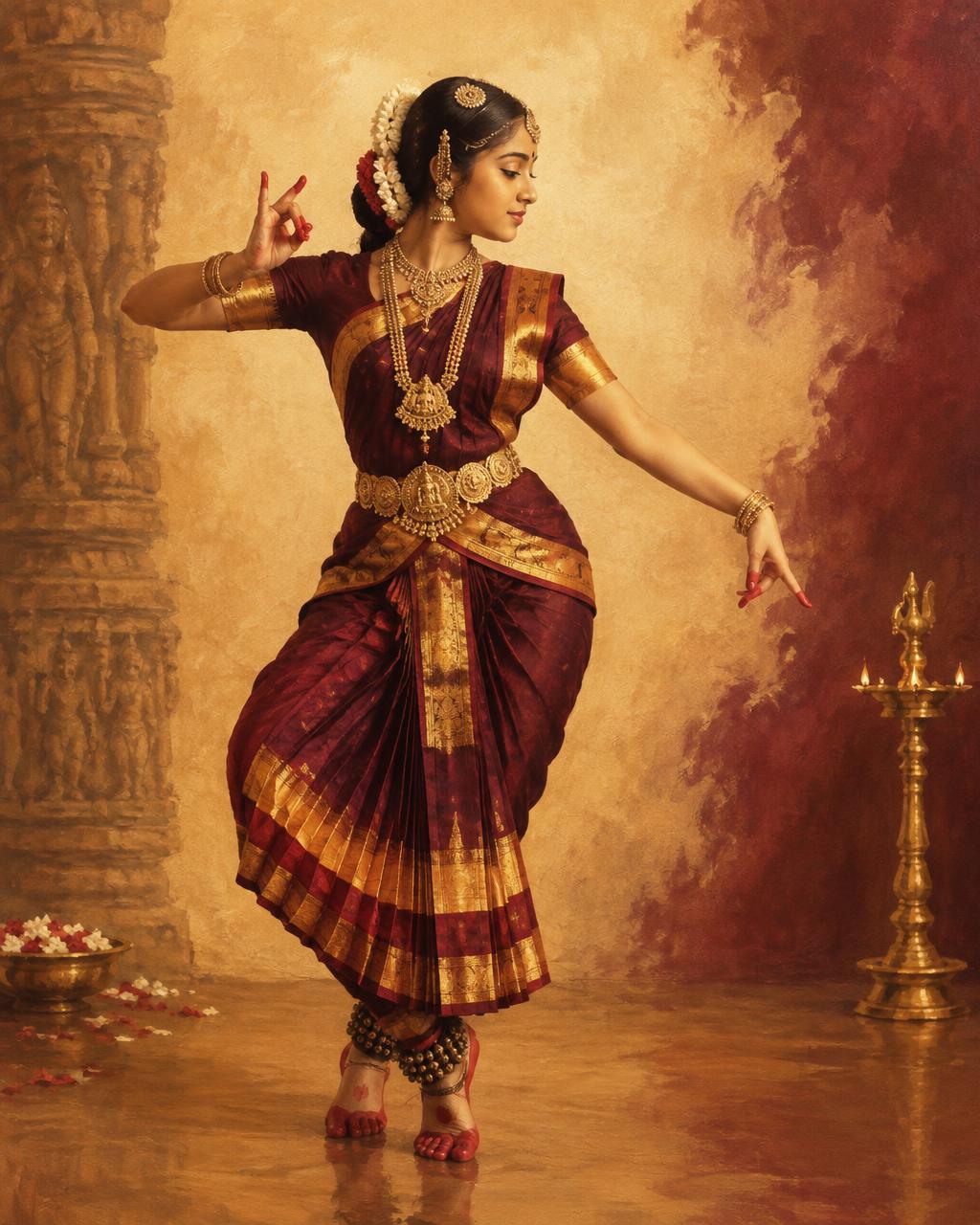 Aadhya in Bharatanatyam attire